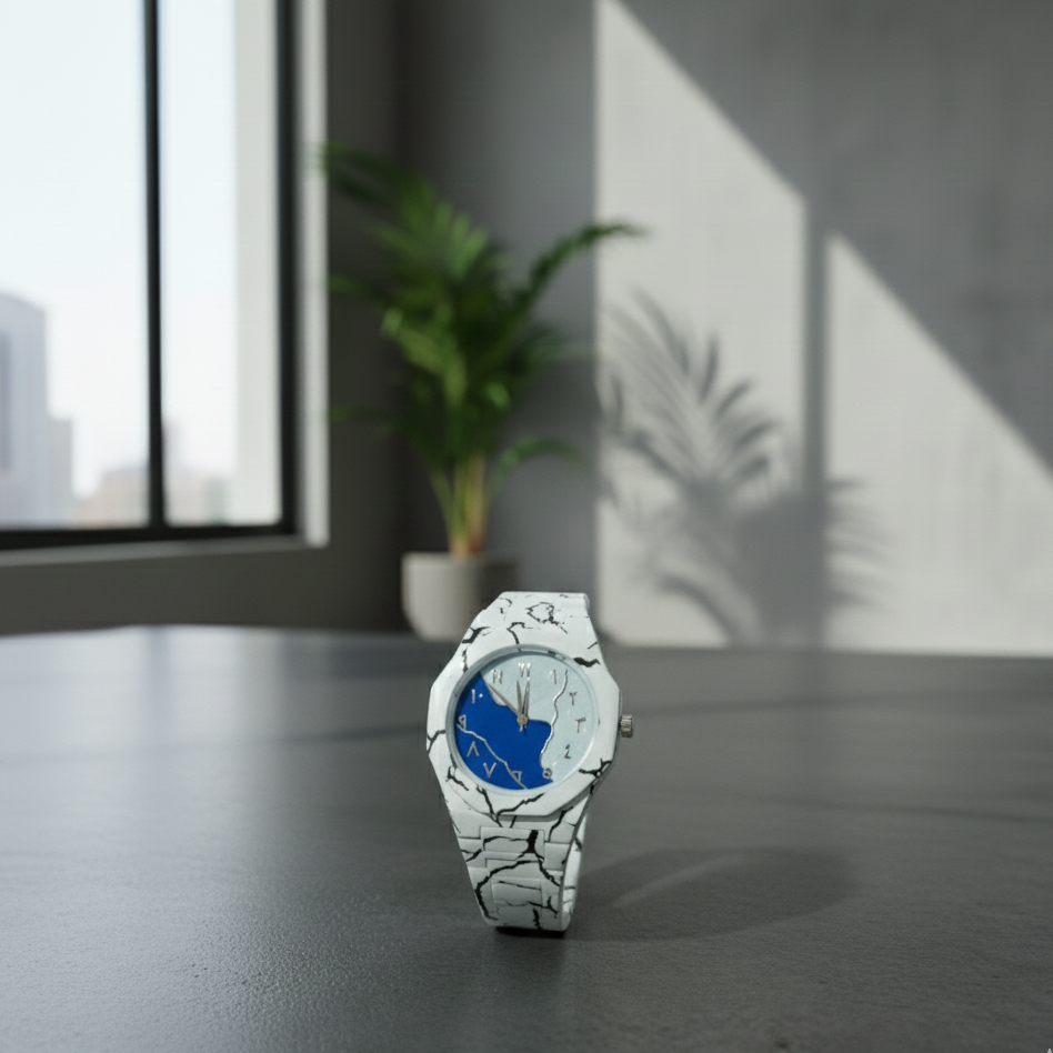 Royal Marble Dial Stainless Steel Luxury Watch – Premium Men’s Timepiece